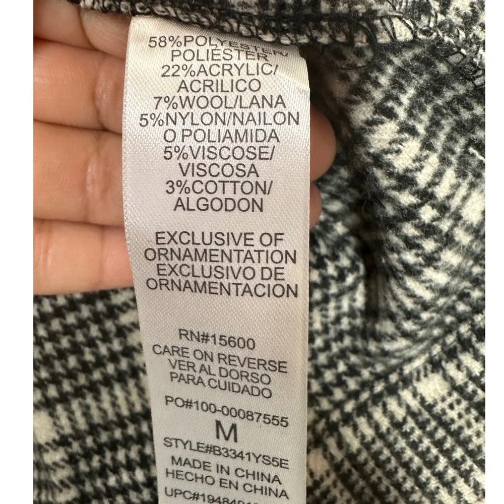 Democracy Womens Plaid Fringe Belted Longline Vest Black White Size M B3341YS5E